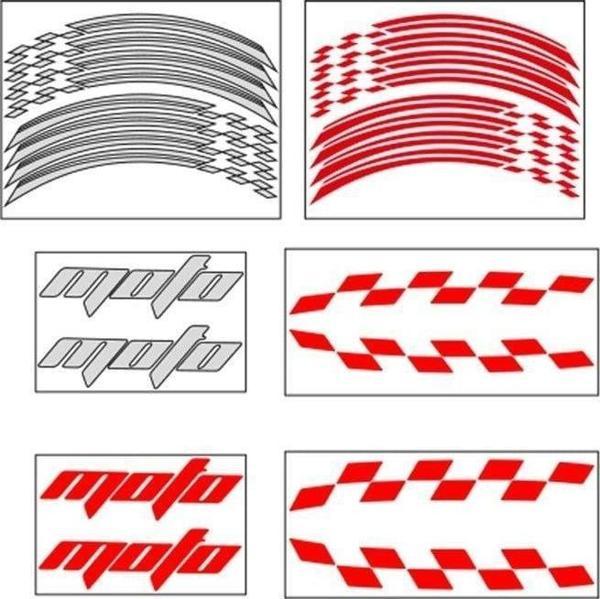 Üniversal Racing Motosiklet Jant Şeridi Reflektif Kırmızı - Image 1