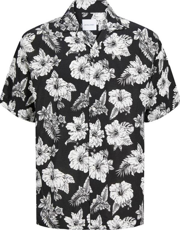 Jack&Jones JJGURU MONOCHROME AOP RESORT SHIRT SS12249210 SİYAH - Image 1