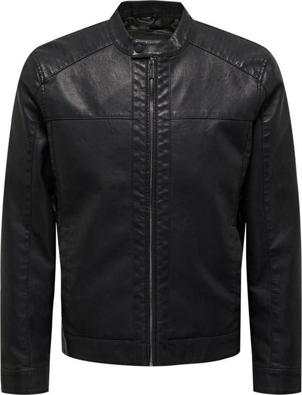 ONSMIKE PU RACER JACKET OTW VD SUNNİ DERİ YARIŞCI ÇEKET SİYAH - Image 1