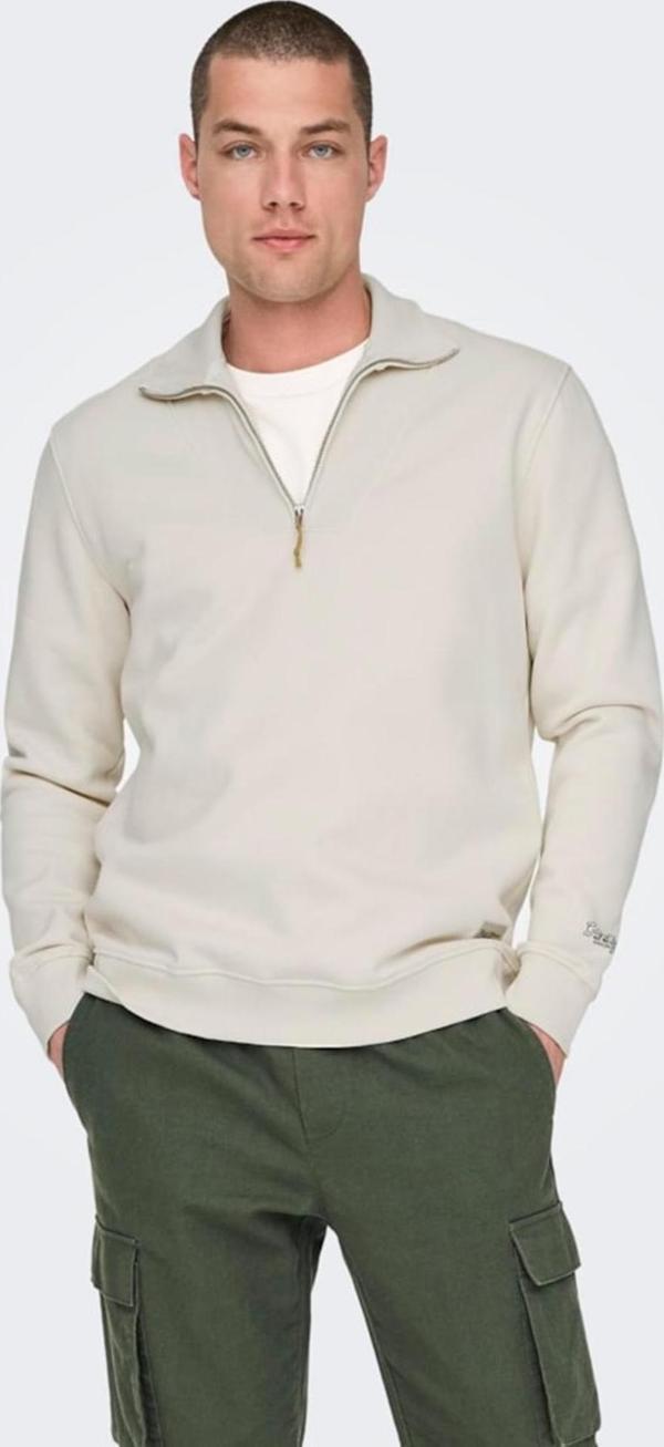 ONSRILEY REG 1/4 ZIP HIGH NECK SWT VD KREM 22030160 - Image 1