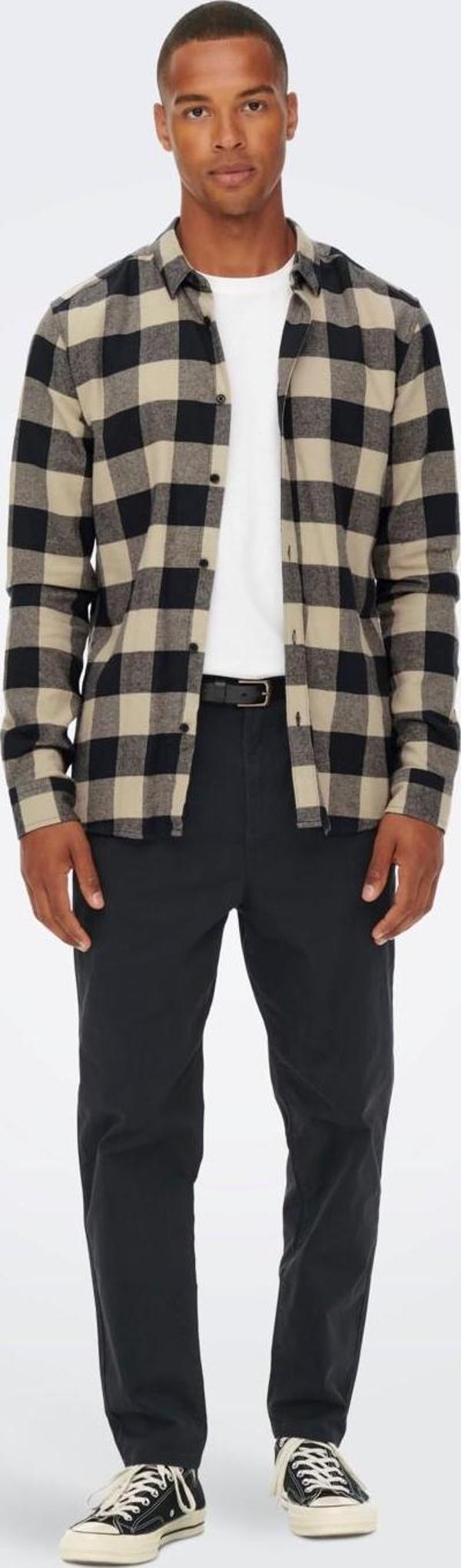 ONLY & SONS ONSGUDMUND ERKEK  KARELİ GÖMLEK _lacivert - Image 1