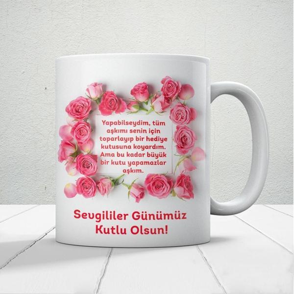 Sevgililer Günümüz Kutlu Olsun Baskılı Kupa Bardak Mod16 - Image 1