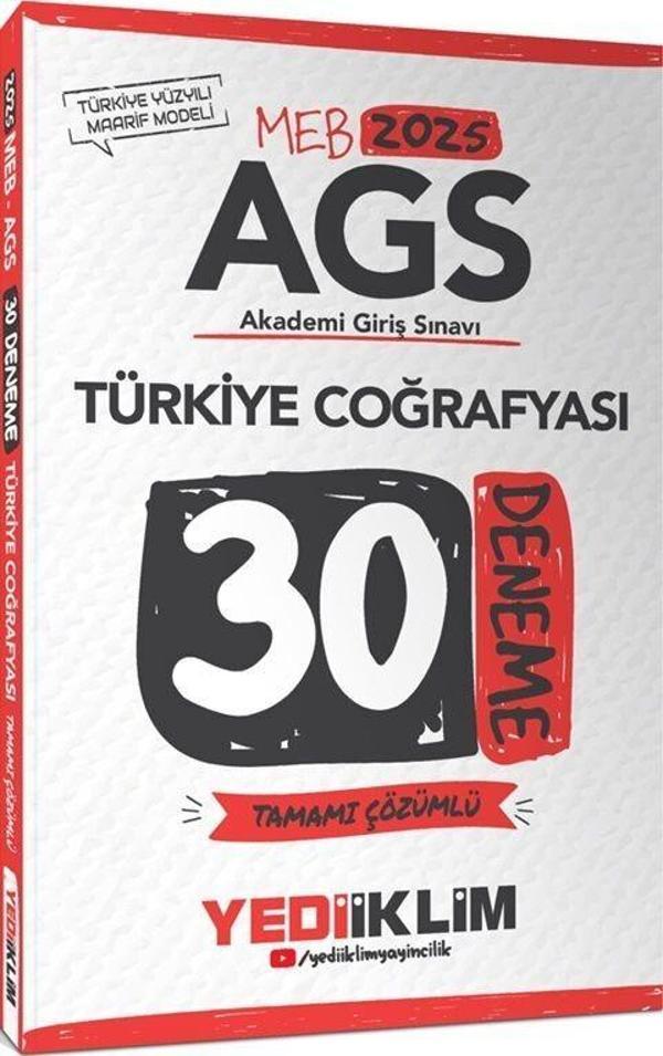 2025 MEB AGS Türkiye Coğrafyası Tamamı Çözümlü 30 Deneme Yediiklim Yayınları - Yediiklim Yayınları - Image 1