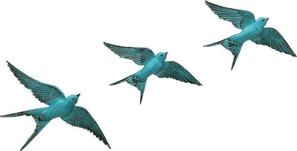 Dekoratif Üçlü Kırlangıç Duvar Süsü Üçlü Kuş Ev Dekoru - Image 1