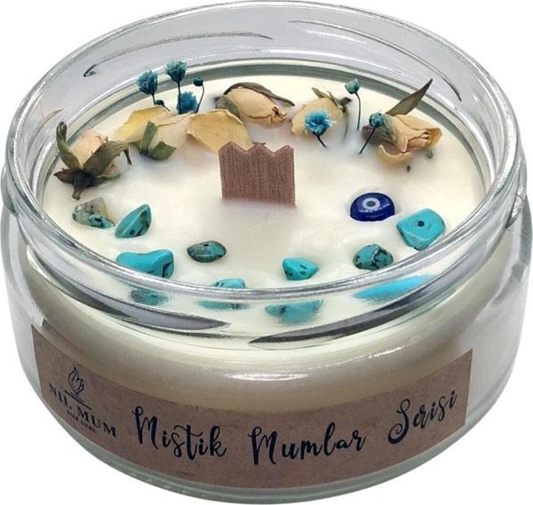 Nil Mum Firuze | Enerji | Doğal Taşlı Soya Mum 300 Gr - Image 1