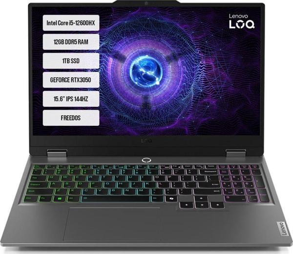 Lenovo LOQ 15IAX9 83GS00PCTR Intel Core i5-12600HX 12GB DDR5 1TB SSD RTX3050-6GB 95W 15.6" IPS 144HZ FreeDos Taşınabilir - Image 1