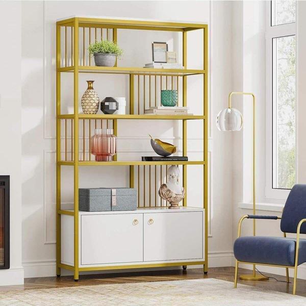 Zizuva Tasarım Gold Dolaplı Kitaplık - Image 1