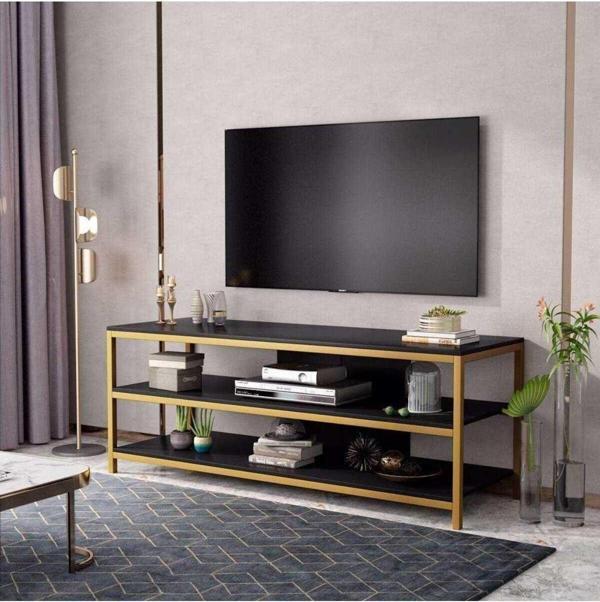 Zizuva Tasarım Siyah Gold Tv Ünitesi&Sehpası - Image 1