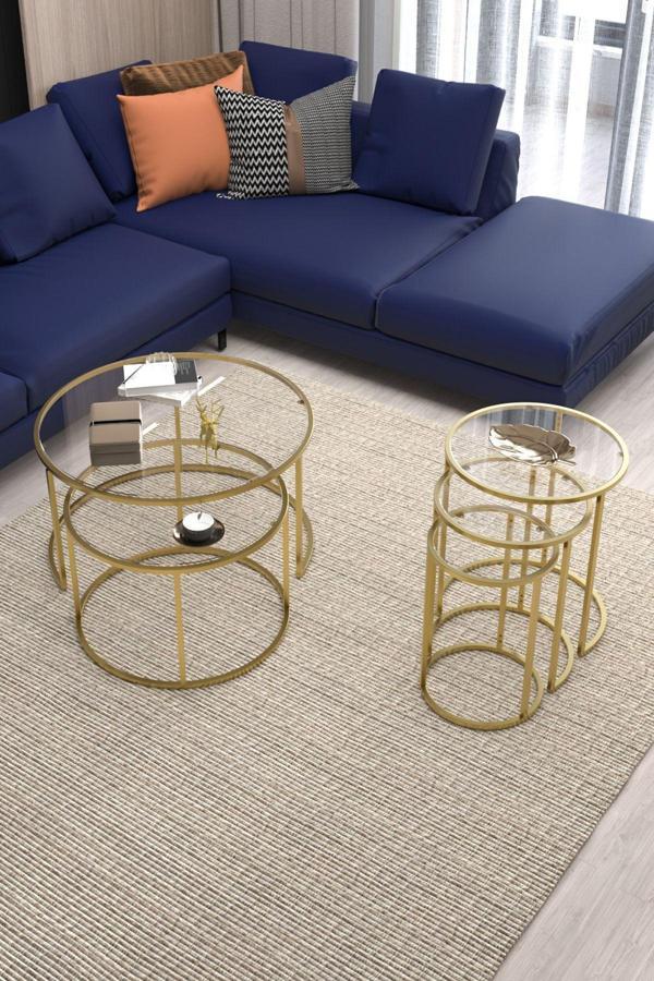 Dekopratik BELARUS ORTA SEHPA GOLD 60CM & ALYA GOLD ZİGON SEHPA ŞEFFAF CAM - Image 1