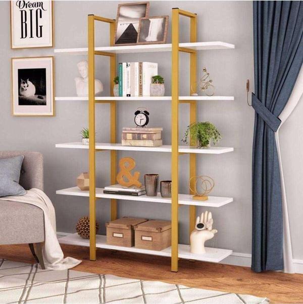 Zizuva Tasarım Beyaz&Gold Dekoratif Kitaplık - Image 1