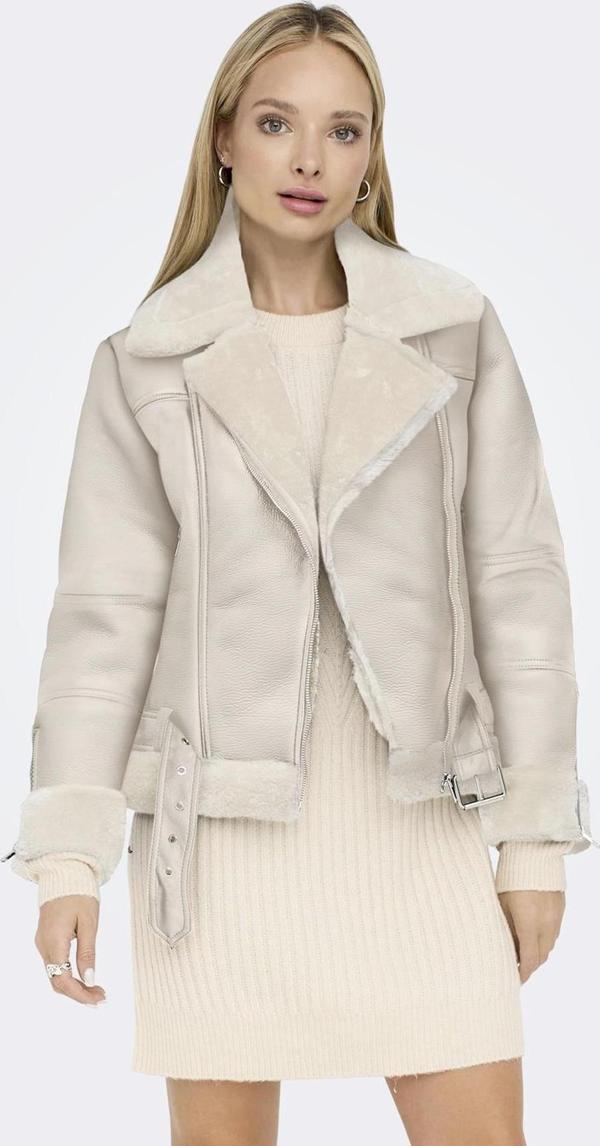 ONLY ONLAGNETE FAUX LEATHER  BIKER JKT OTW BEJ - Image 1