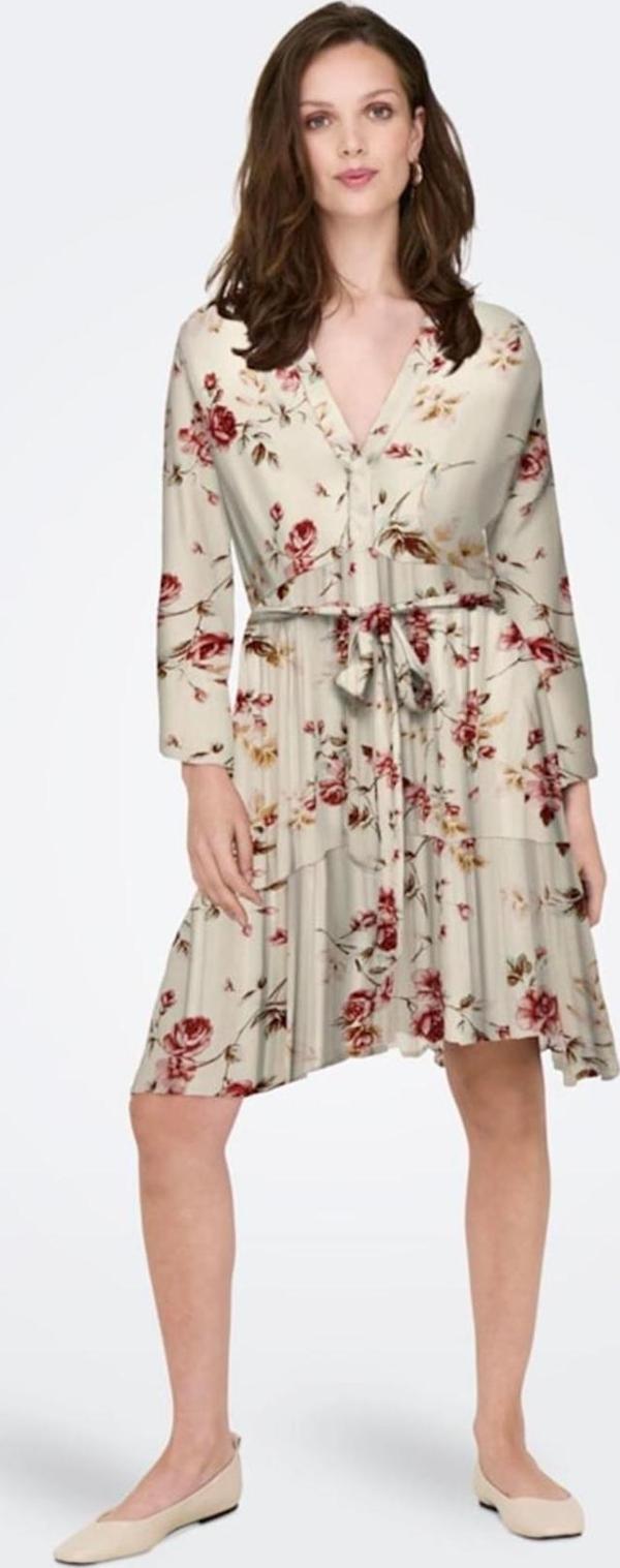 ONLCLEMMENTINE LIFE 3/4 DRESS WVN NOOS KREM - Image 1