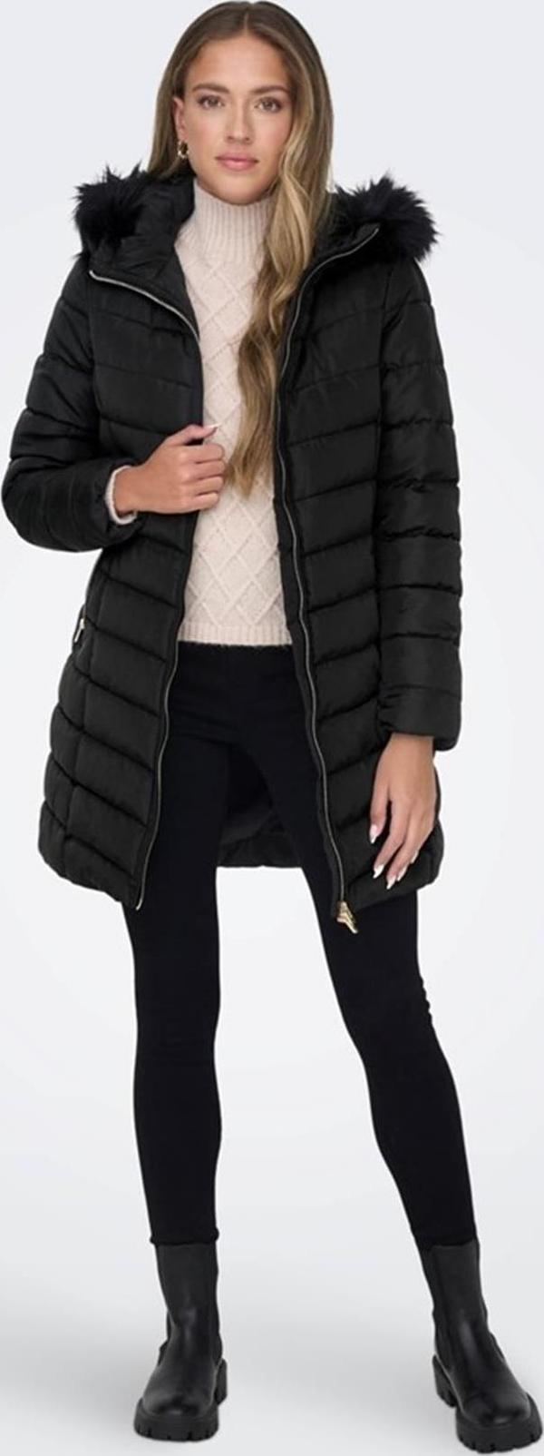 ONLY ONLELLAN QUILT HOOD FUR COAT LIFE CC OTW - Image 1