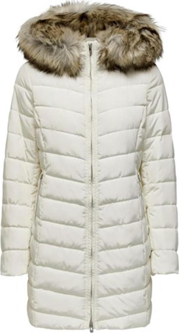 ONLY ONLELLAN QUILT HOOD FUR COAT LIFE CC OTW EKRU - Image 1