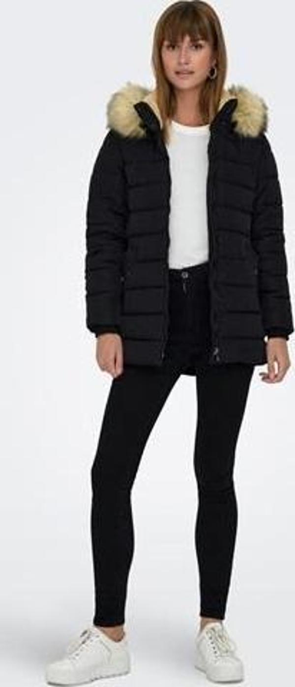 ONLNEWCAMILLA QUILT FUR HOOD COAT CC OTW SİYAH - Image 1