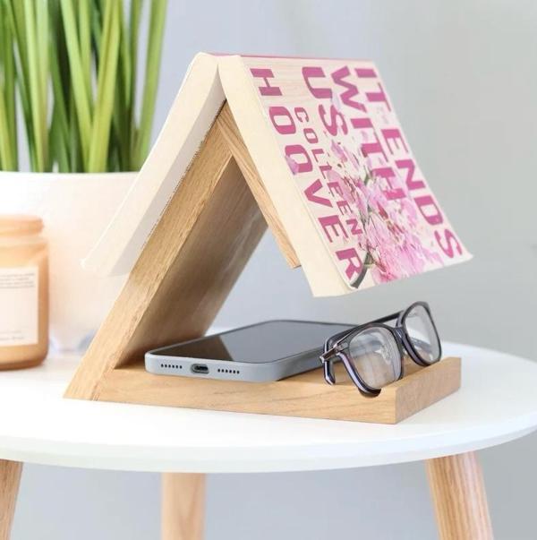 Kitap Sayfası Tutucu Standı, Ahşap Üçgen Ayraç, Masa Üstü Kitap Okuma Desteği Kitap Standı, - Image 1