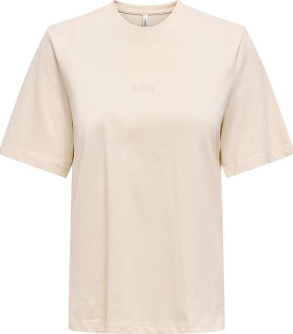 ONLMOODY LIFE S/S WORD TOP BOX JRS KREM - Image 1