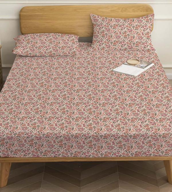 Pembe Bahar Çift Kişilik Çarşaf Pamuklu - Image 1