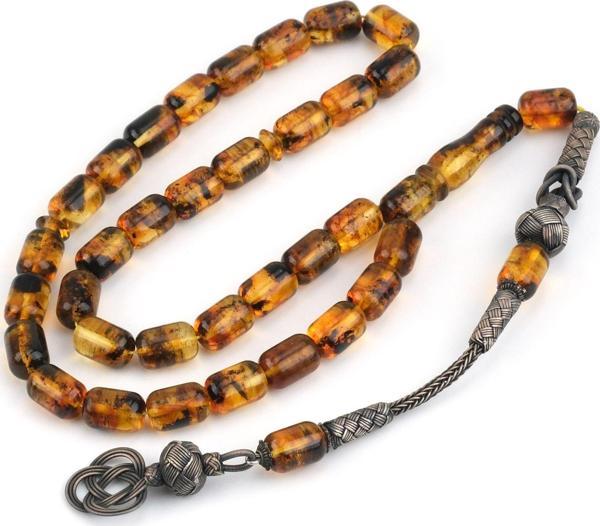 Baltık Damla Kehribar Fosilli 1000Ayar Kazas Püskül Kapsül Kesim 7x10mm Tesbih - Image 1