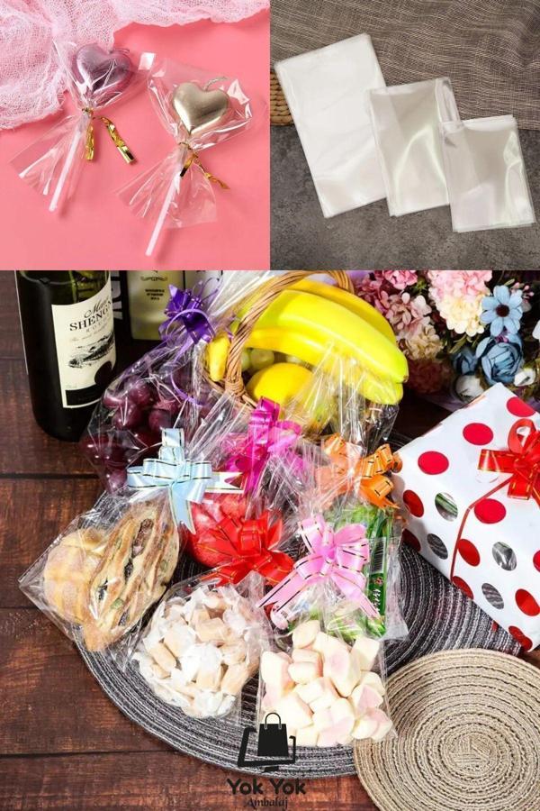 Yok Yok Ambalaj Parlak Bantsız Şeffaf Jelatin - Kurabiye Aksesuar Poşeti 13X20Cm 1 Kg 500 Adet - Image 1