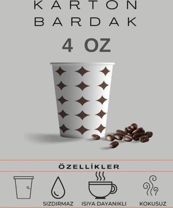 Yok Yok Ambalaj Karton Bardak 4 Oz Türk Kahvesi Espresso Bardağı 500 Adet - Ahşap Karıştırıcı 500 Adet - Image 1