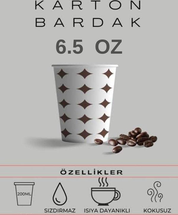Yok Yok Ambalaj Karton-Kağıt/Çay-Kahve Bardağı (6.5Oz) 1000 Adet - Ahşap Karıştırıcı 1000 Adet - Image 1