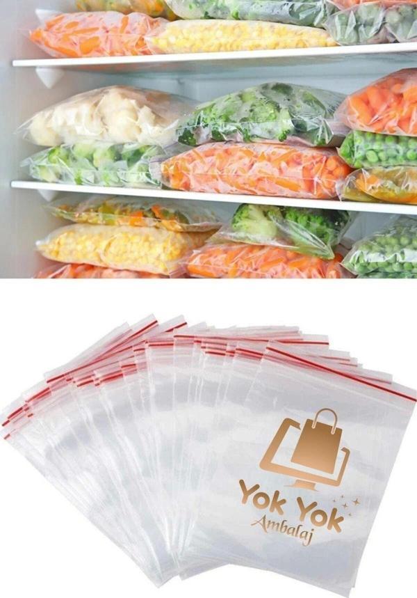 Yok Yok Ambalaj Kilitli Koruyucu Buzdolabı Poşeti Naylon Torba 19X25Cm 100 Adet 1 Paket - Image 1