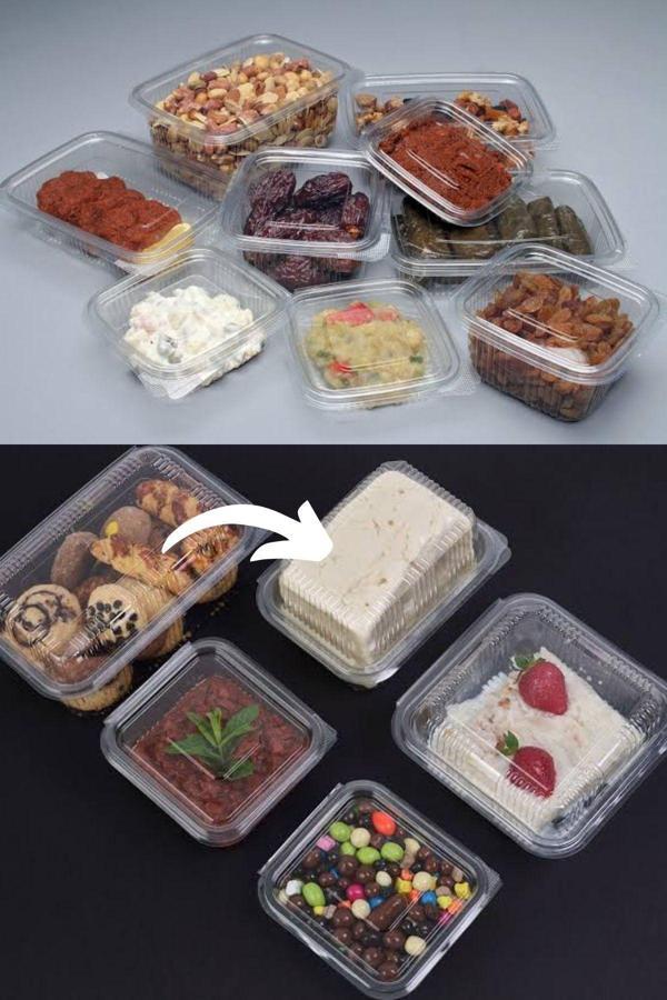 Yok Yok Ambalaj Plastik Kapaklı Kullan At Saklama Kabı Sızdırmaz Kap 500 Ml Yüksek Kapak 100 Adet - Image 1