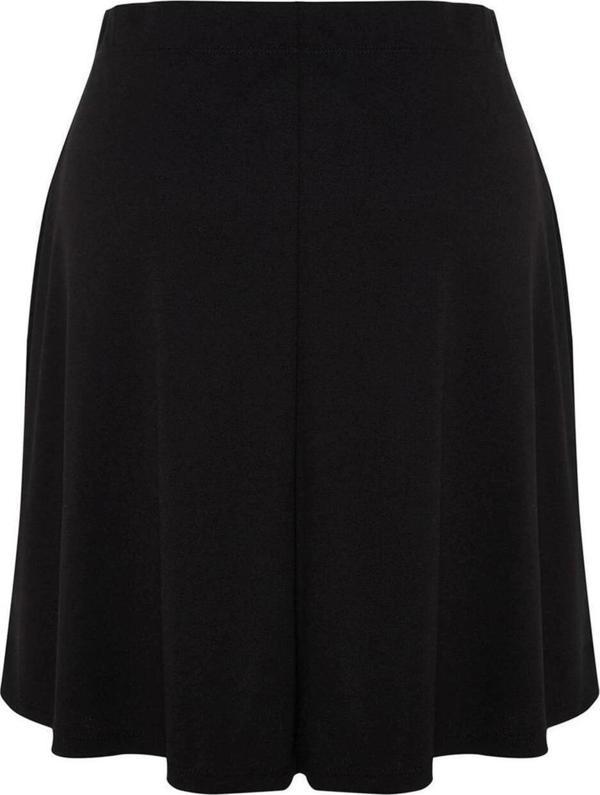 Moda Büyük Beden Beli Lastikli Düz Desen Günlük Mini Boy Beli Lastikli Örme Etek - Image 1