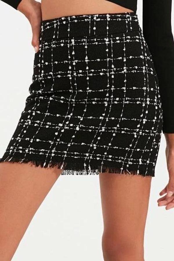 Moda Regular Resmi Maxi Boy Tüvit Kumaş Etek Ucu Püskül Detaylı Kalem Düz Kesim Mini Boy Dokuma Etek - Image 1