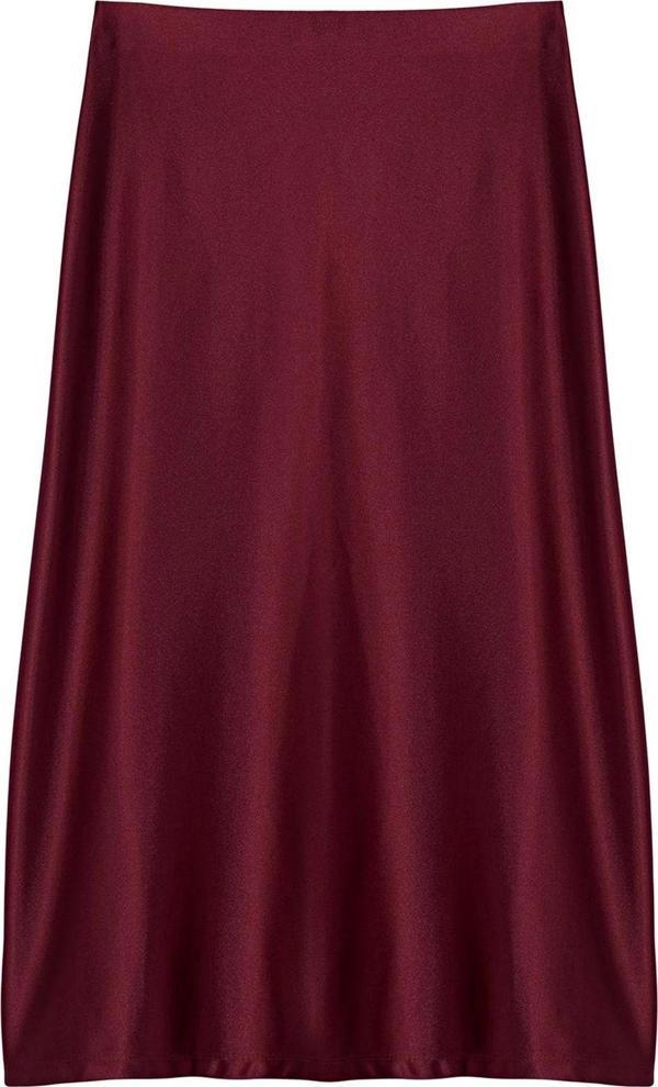 Moda A-line Düz Desen Günlük Midi Boy Premium Saten A Kesim Çan Form Etek - Image 1