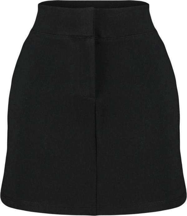 Moda Yüksek Bel Düz Desen Gündüz Gece Mini Boy İnterlok Yüksek Bel Fermuarlı Mini Örme Etek - Image 1