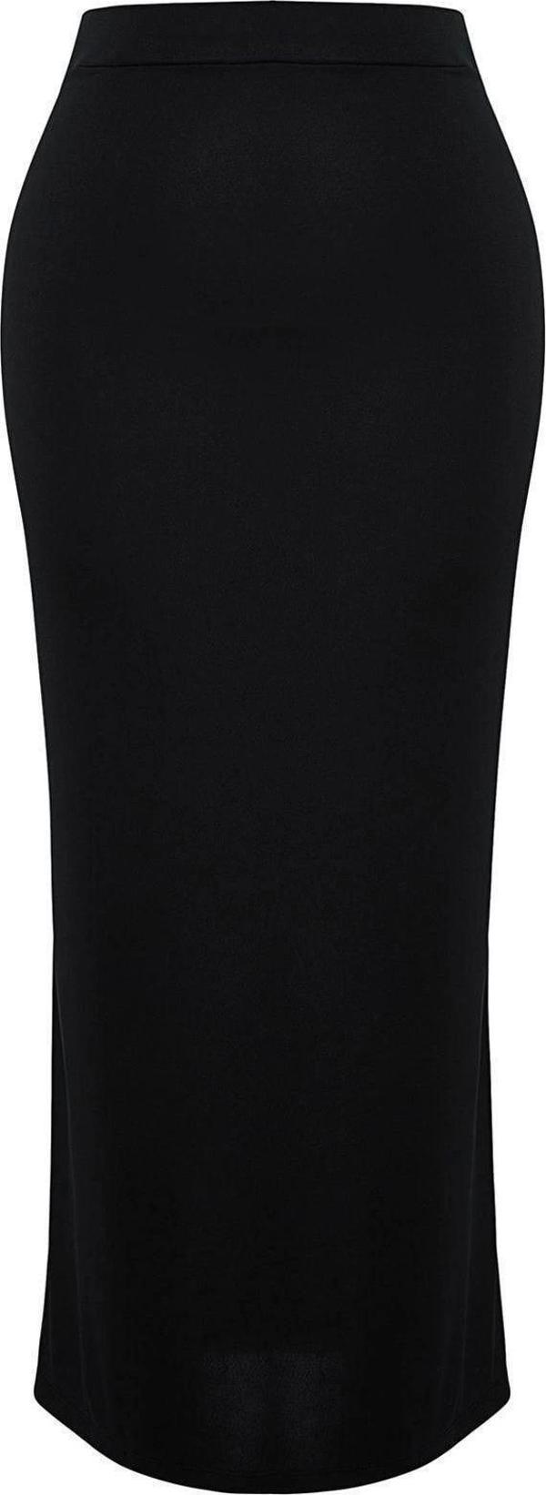 Moda Regular Düz Desen Günlük Maxi Boy Maxi Yüksek Bel Esnek Örme Etek - Image 1