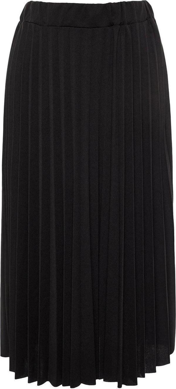 Moda Regular Düz Desen Günlük Midi Boy Kloş Yüksek Bel Midi Piliseli Smart Krep Örme Etek - Image 1