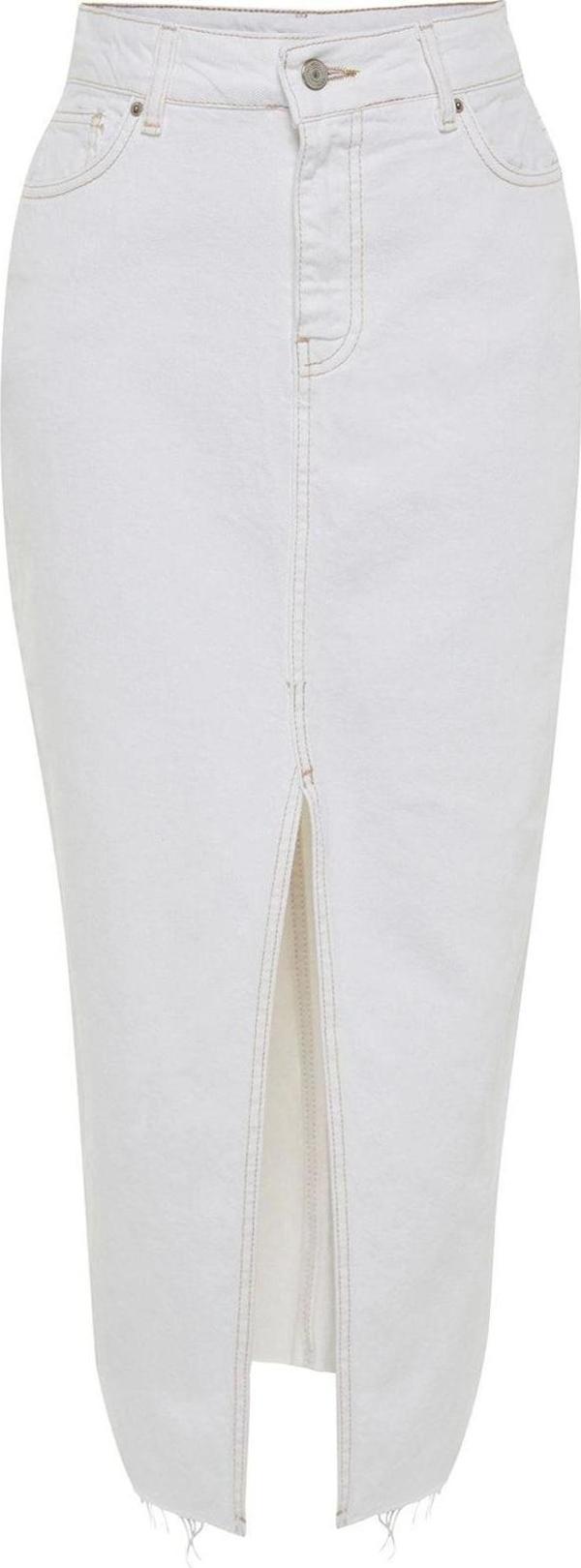 Moda Denim Düz Desen Günlük Maxi Boy Yırtmaçlı Maxi Denim Etek - Image 1