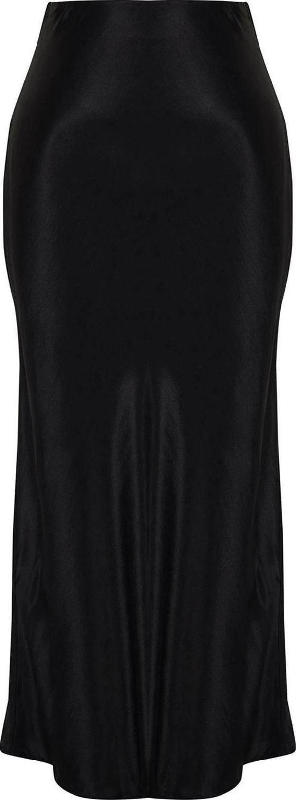 Moda Regular Düz Desen Günlük Midi Boy A-line Saten Kumaş Midi Boy Dokuma Etek - Image 1