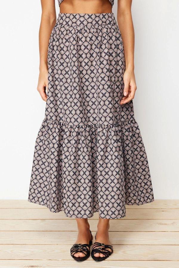 Moda Kloş Etnik Desen Günlük Maxi Boy Desenli Kloş Maxi Boy Dokuma Etek - Image 1