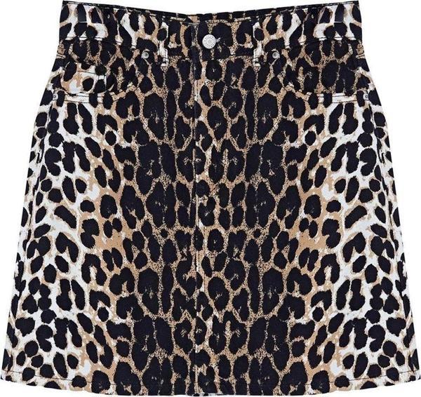 Moda Regular Baskılı Desen Günlük Mini Boy Leopar Desenli Dokuma Mini Etek - Image 1