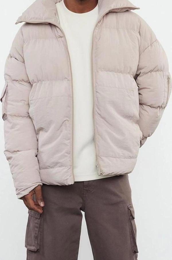 Tasarım Düz Astarlı Yaka Standart Relaxed Dik Unisex Taslan Relaxed Fit Kışlık Şişme Mont - Image 1