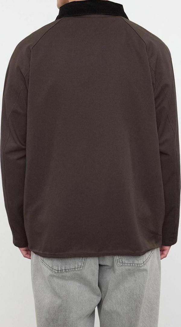 Tasarım Düz Astarlı Yaka Standart Regular Ceket Unisex Regular Fit Kadife Yaka Detaylı Mont - Image 1