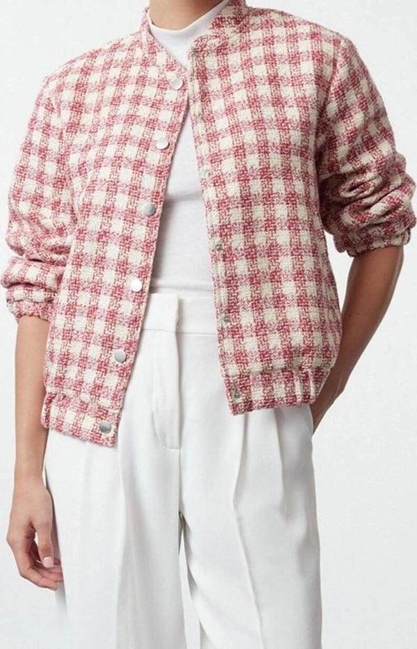 Tasarım Düz Astarlı Yaka Standart Regular Hakim Kadın Regular Tuvit İnce Bomber Ceket Mont - Image 1