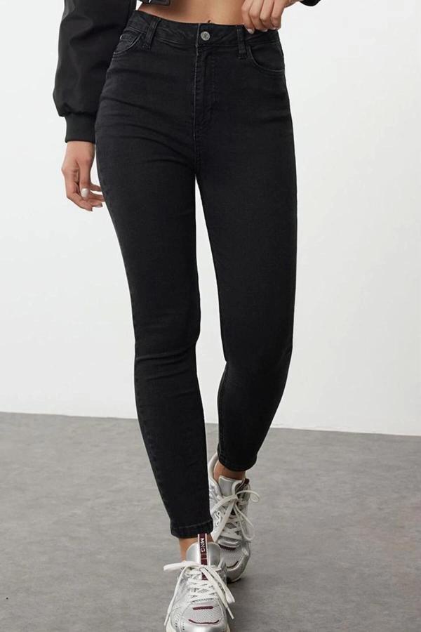 Stil Kadın Moda Denim Kot Pantolon Uzun Dar Paça Yüksek Bel Skinny Jeans - Image 1