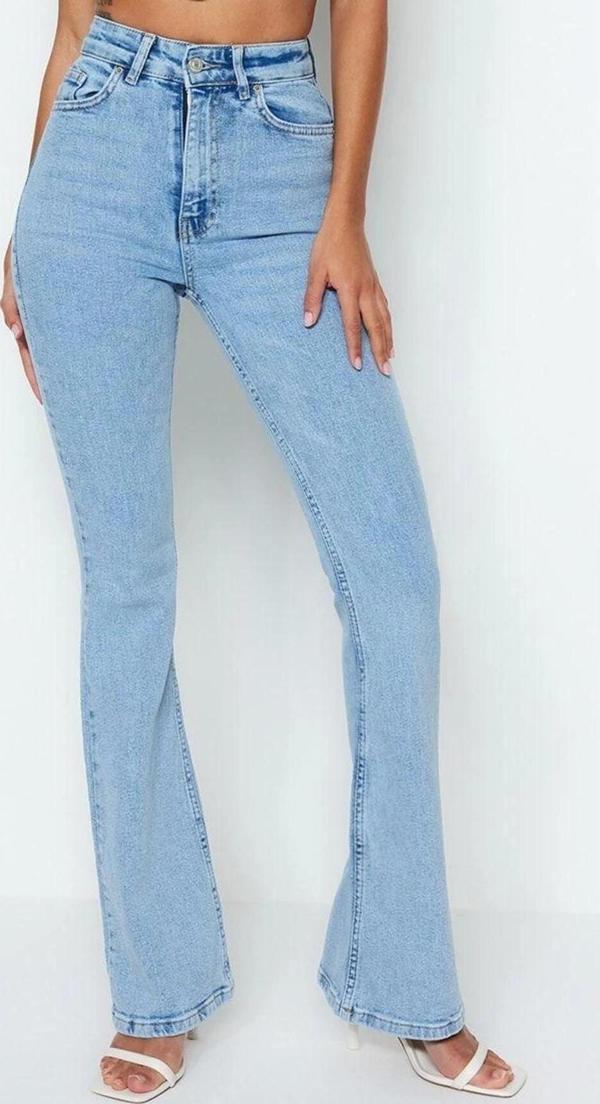 Stil Kadın Moda Denim Kot Pantolon Uzun İspanyol Paça Yüksek Bel Jeans - Image 1