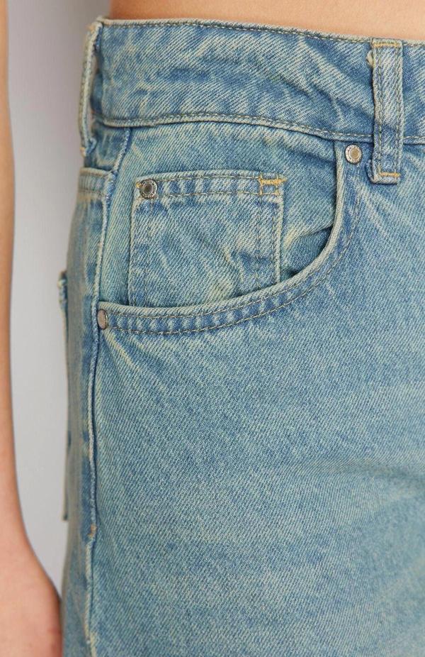 Stil Kadın Moda Denim Kot Pantolon Uzun Geniş Paça Mavi Soluk Vintage Yüksek Bel Jeans - Image 1