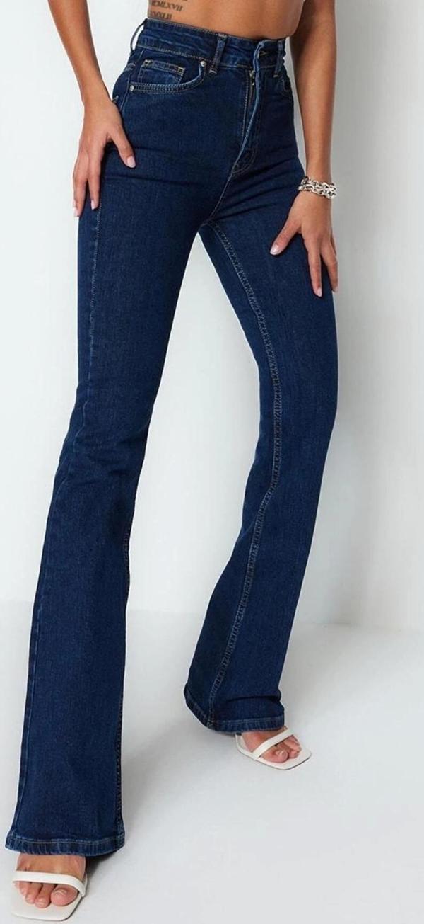 Stil Kadın Moda Denim Kot Pantolon Uzun İspanyol Paça Süper Yüksek Bel Jeans - Image 1