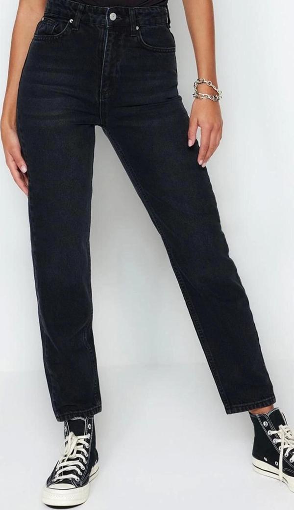 Stil Kadın Moda Denim Kot Pantolon Regular Geniş Paça Mavi Yüksek Bel Mom Jeans - Image 1