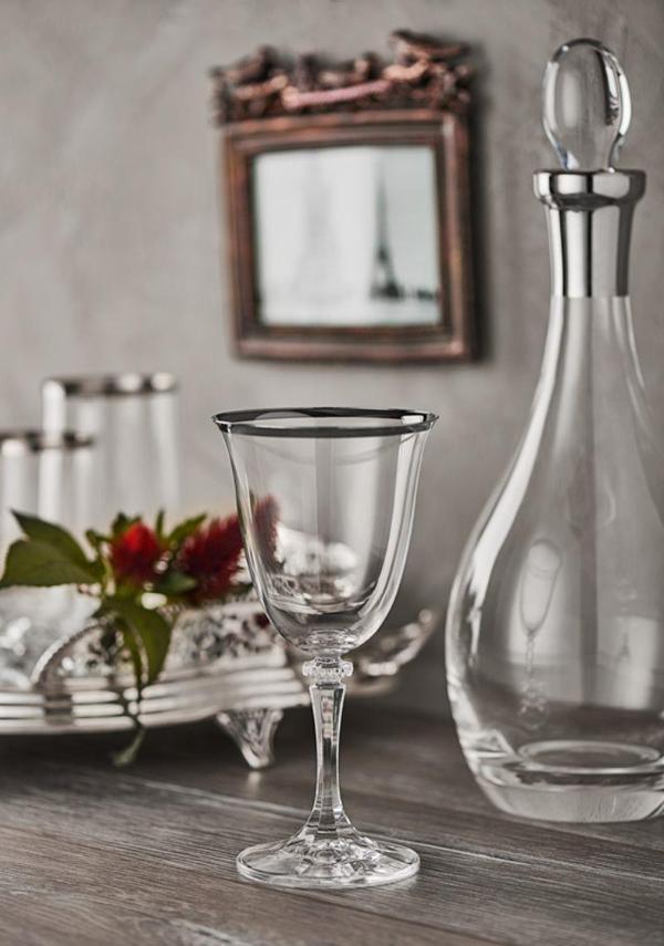 DECORİUM ARS 1115 6 PRC. KIRMIZI SARAP KADEHI DALIA PLATIN   - Image 1