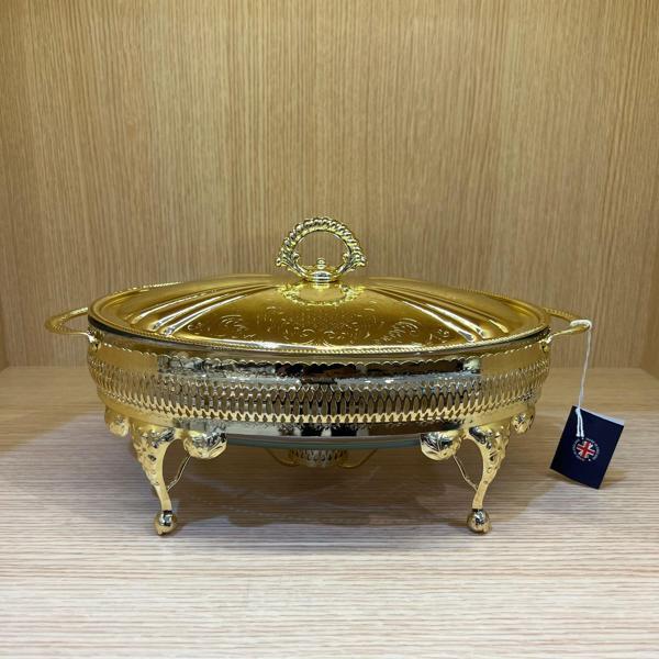 Queen Anne Altın Kaplama Isıtıcılı Oval Yemek Servis 35 x 22 x 18.5 cm   - Image 1