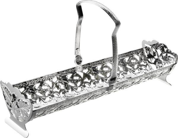 Queen Anne İngiliz Gümüşü Kurabiye,Makaron ve Ekmeklik Sunumluk 23 x 12.5 x 7 cm   - Image 1