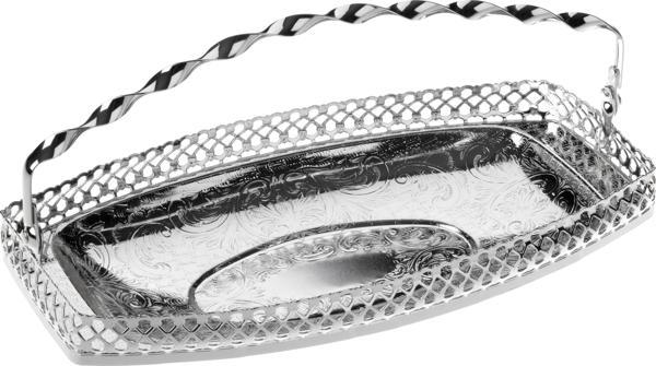 Queen Anne İngiliz Gümüşü Saplı Sunumluk 24 x 13 cm   - Image 1
